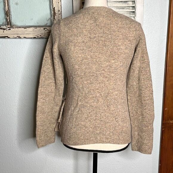 Moth Cardigan Sweater Beige Wool Blend Ruffle Womens Size Small - Picture 6 of 9